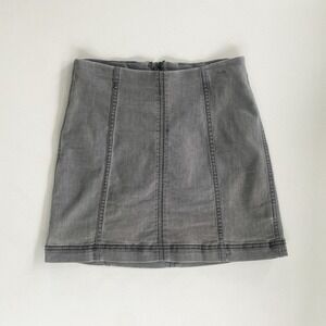 Free People Denim‎ Mini Skirt Gray Wash High Waist Casual Size Unknown